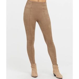 Spanx Faux Suede High Rise Pull-On Leggings Tummy Shaping Camel size M